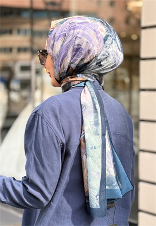 Lacivert Native Desen Şal