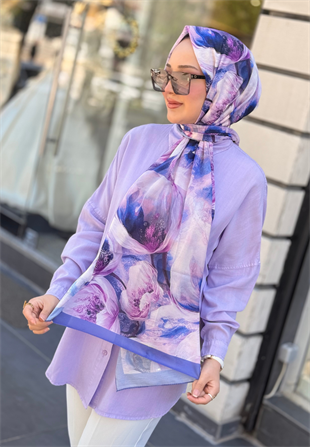 Lila Tulipa Pamuk Şal