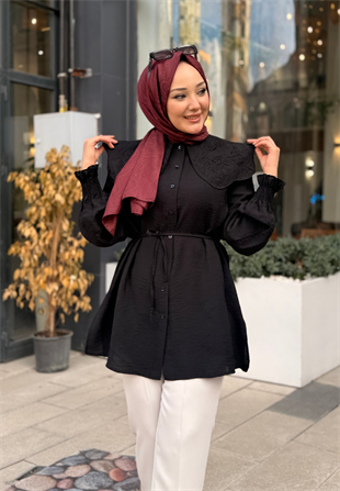 Manolya Siyah Gömlek
