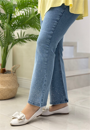 Mavi Taşlı İspanyol Denim