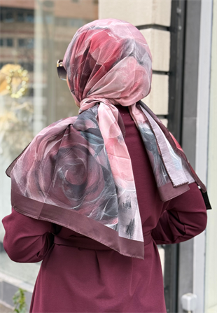 Bordo Rose Pamuk Şal