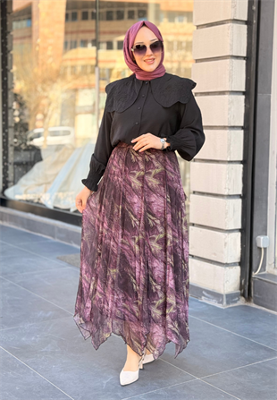 Mürdüm Şifon Etek
