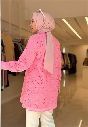 Pembe Brode Gömlek