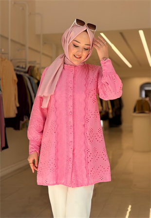 Pembe Brode Gömlek