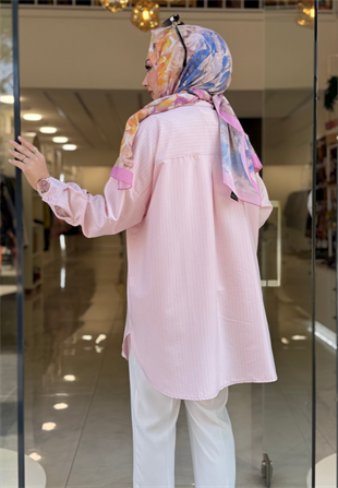 Pembe Çizgili Modal Gömlek