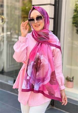 Pembe Flora Şal