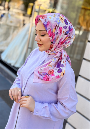 Pembe Floren Soft Eşarp
