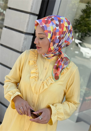 Sarı Bubble Soft Eşarp
