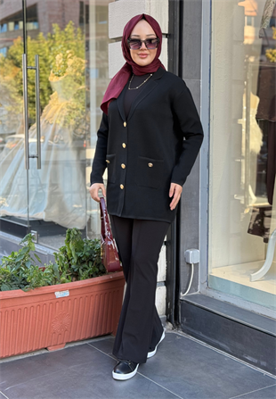 Siyah Blazer Triko Ceket