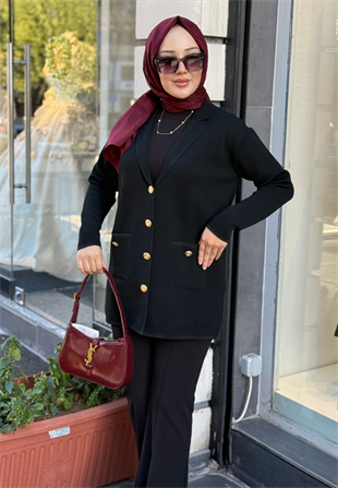 Siyah Blazer Triko Ceket