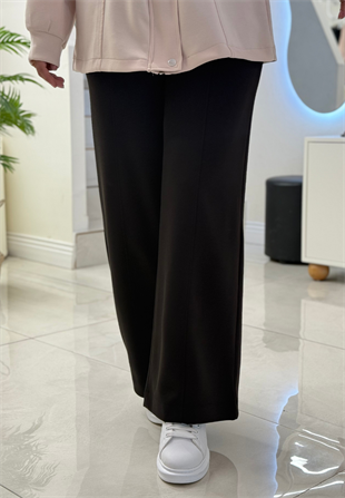 Siyah Çımalı Modal Pantolon