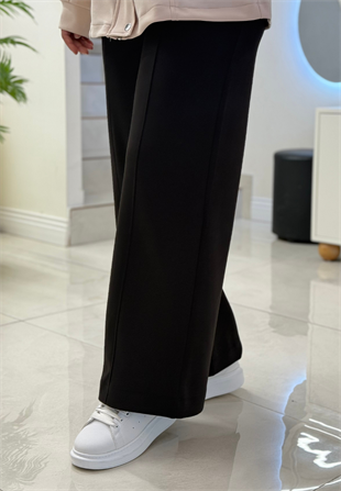 Siyah Çımalı Modal Pantolon