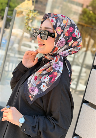 Siyah Floren Soft Eşarp