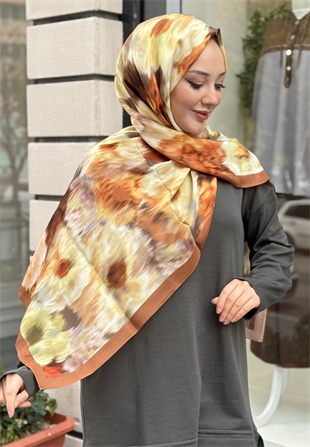 Sweet Peony Tarçın Floş Viscon Şal