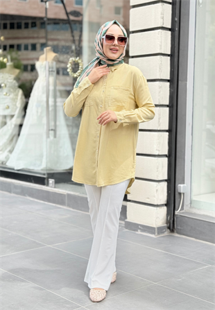 Tatlı Sarı Clean Tensel Gömlek