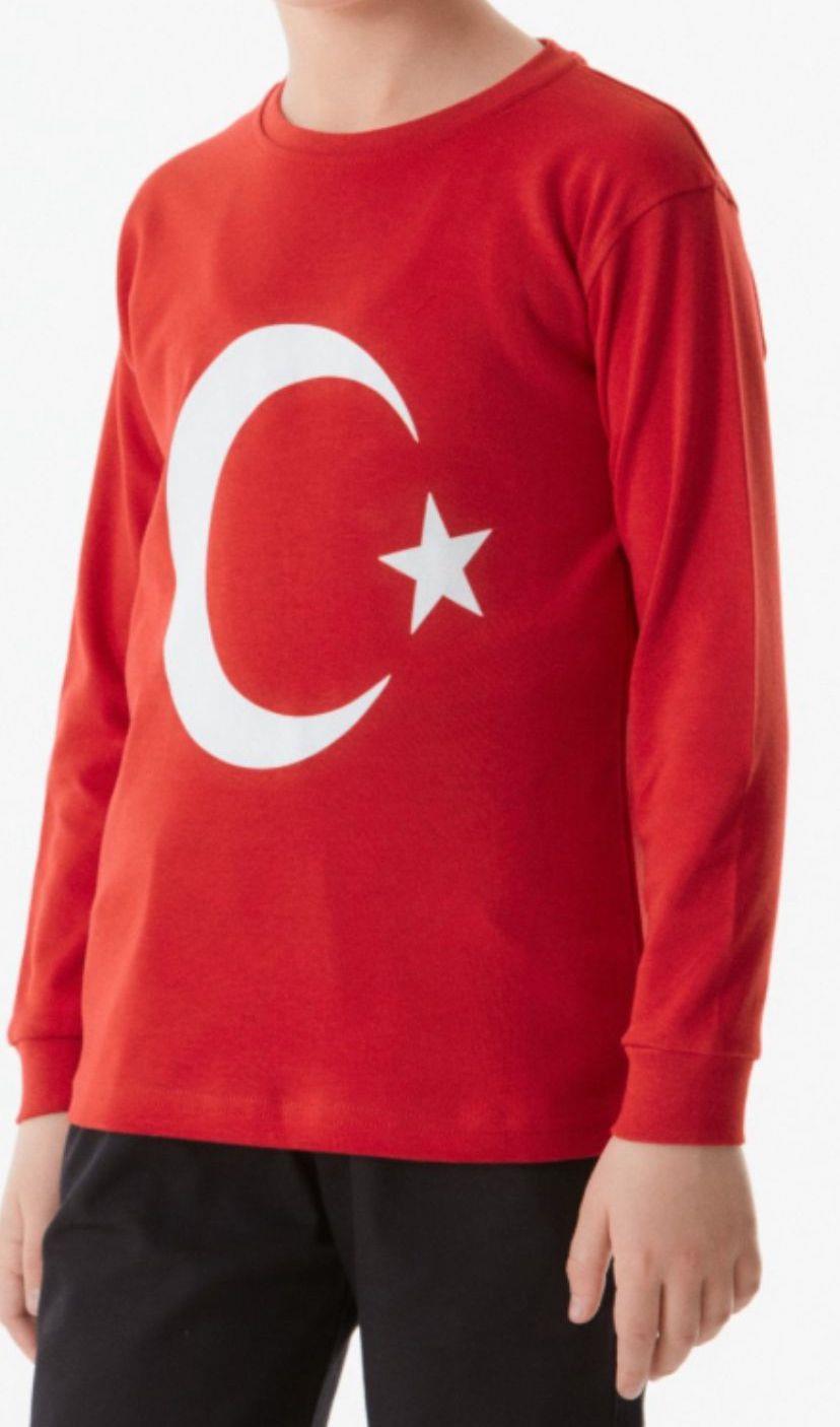 Ay Yıldız Baskılı Uzunkol Body Kırmızı