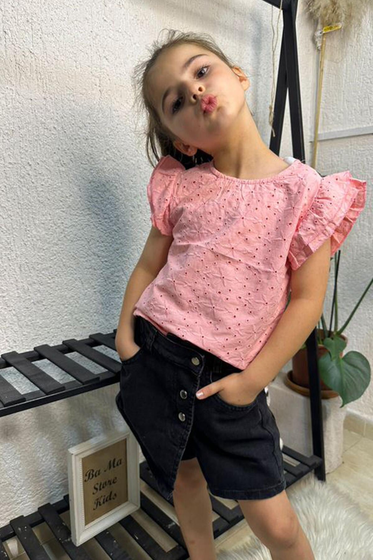 Denim Şort Etek Füme