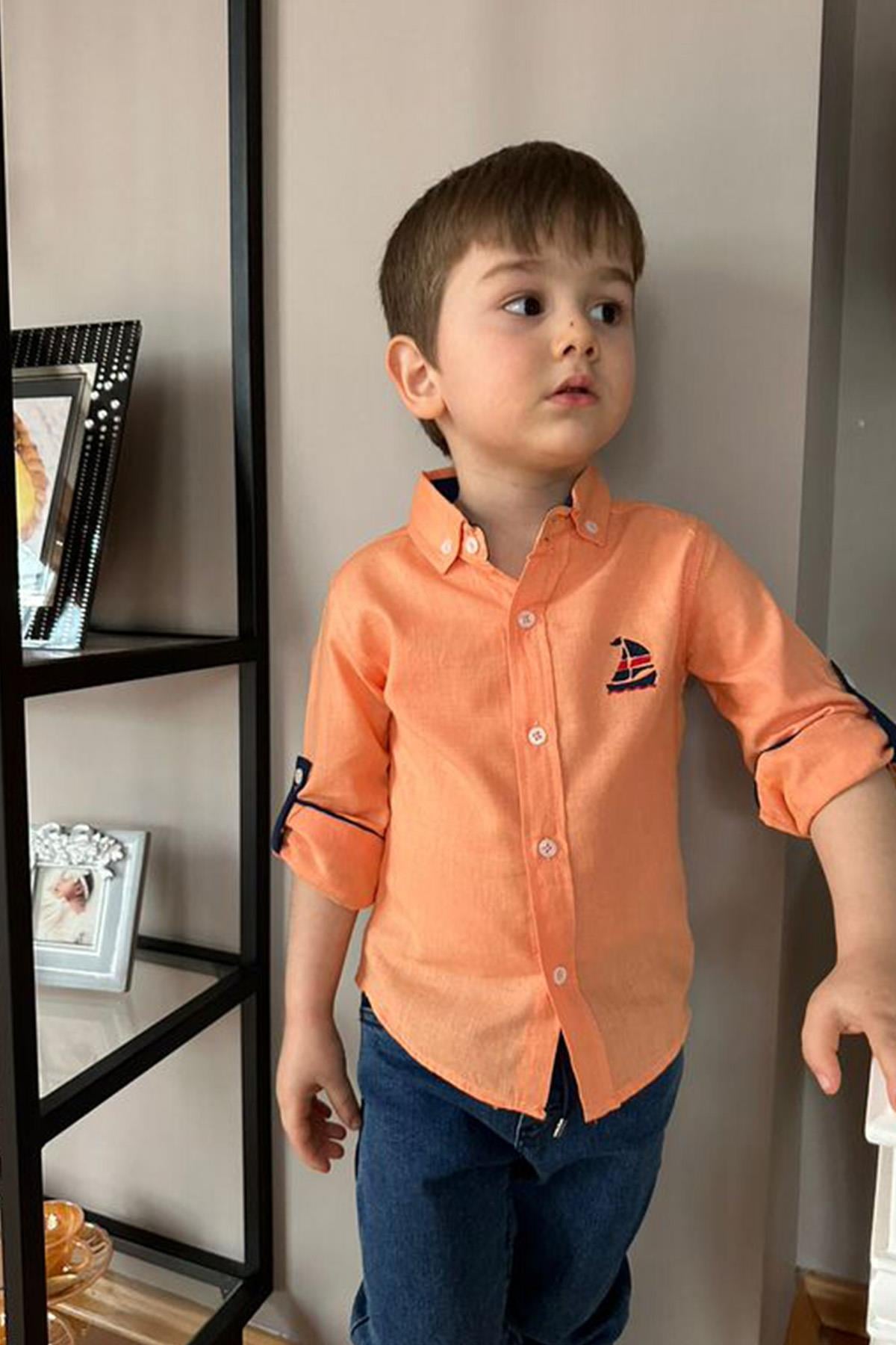 Keten Gömlek Turuncu