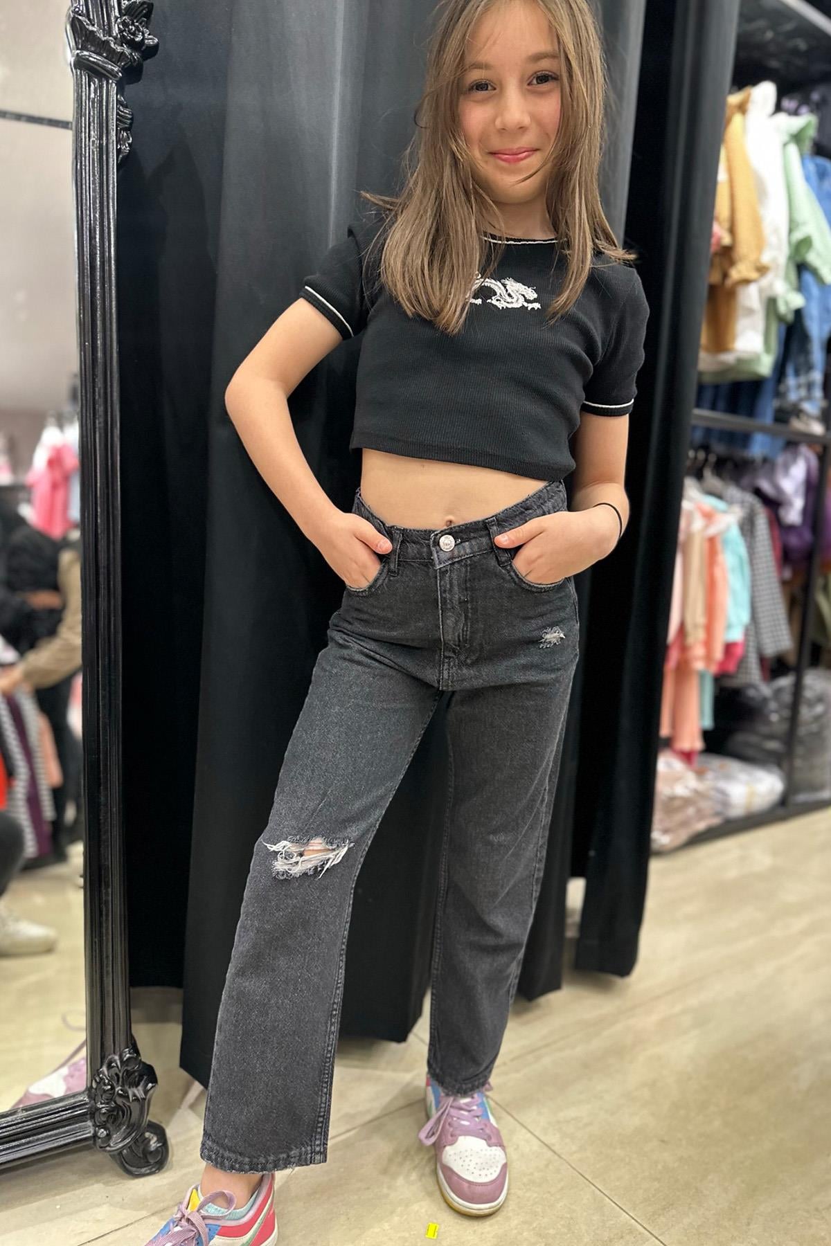 Unisex Yırtık Kot Pantolon
