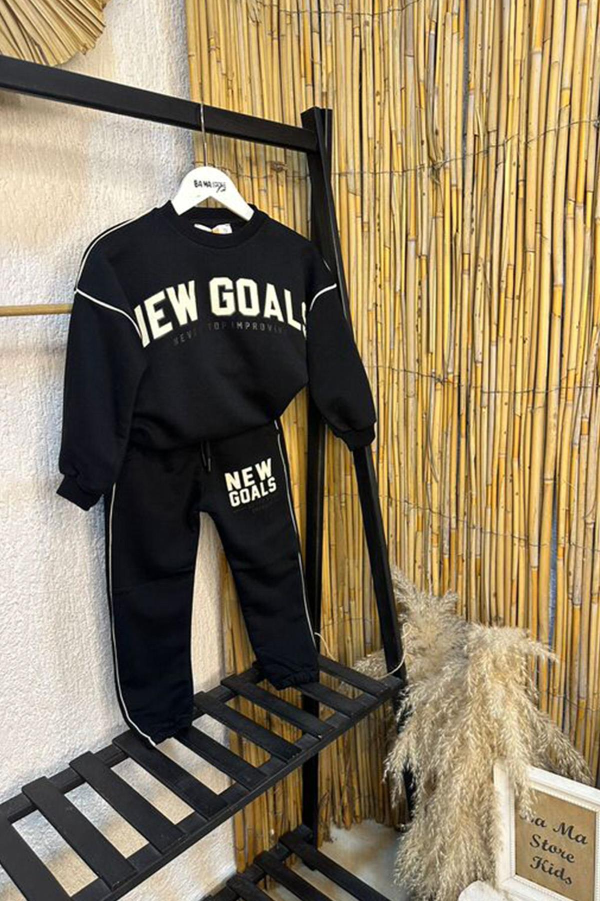 3 İplik New Goals Eşofman Takım Siyah
