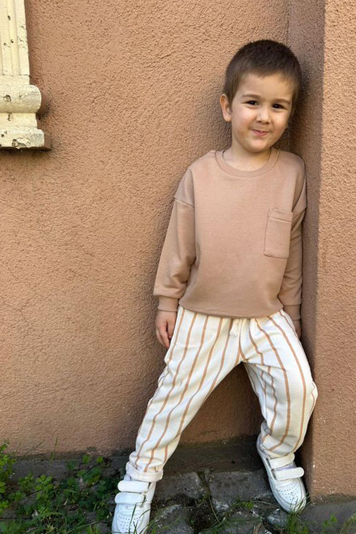 Erkek Çocuk 3 İplik Çizgili Takım 