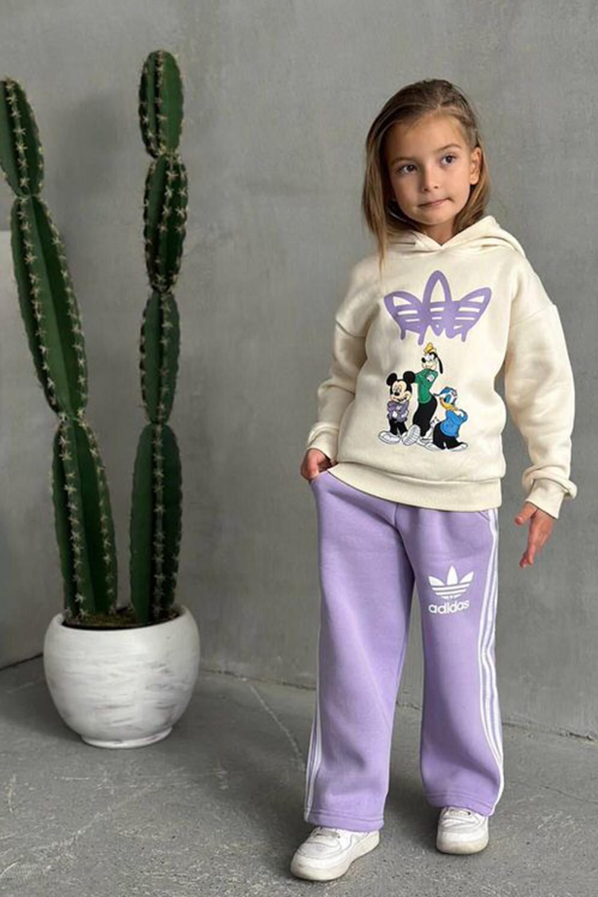 Mickey Kapüşonlu Eşofman Lila Takım