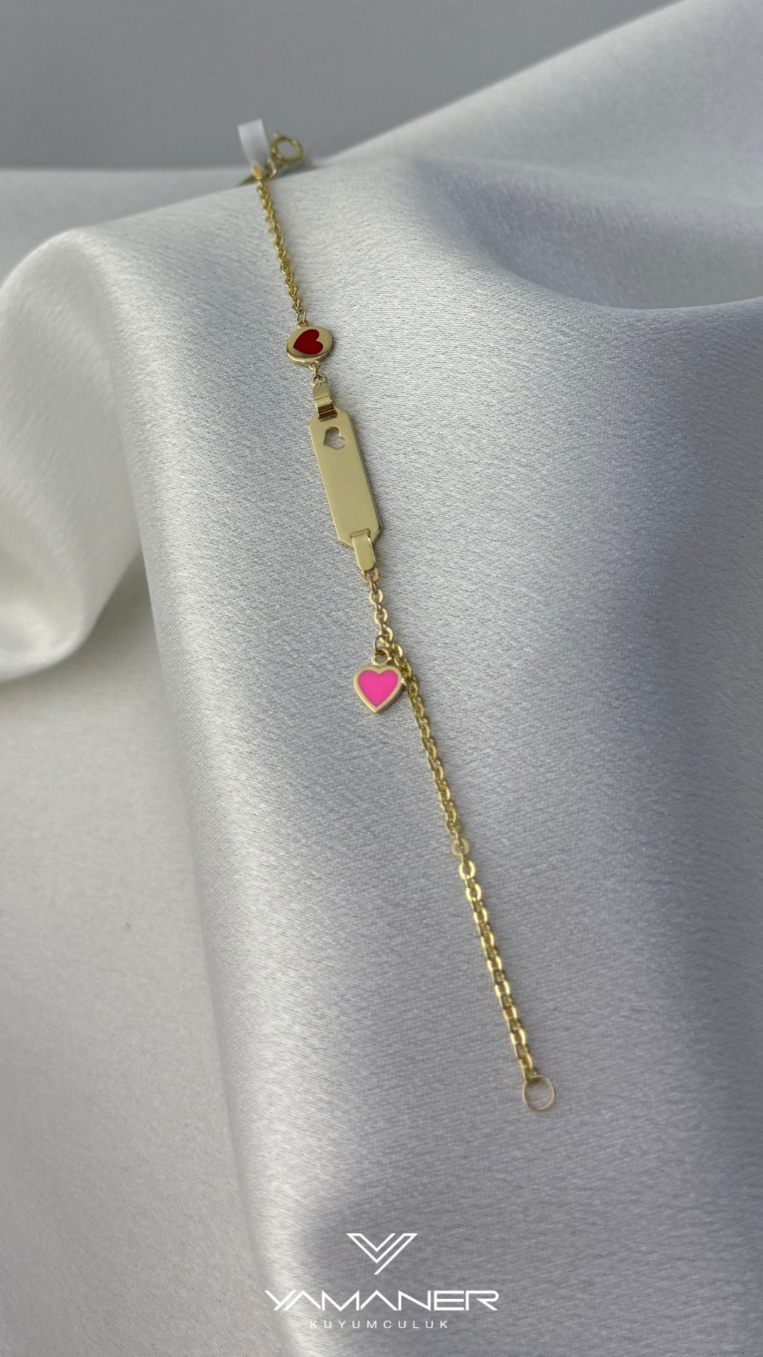 14 Ayar Kalpli Plakalı Çocuk Bilekliği