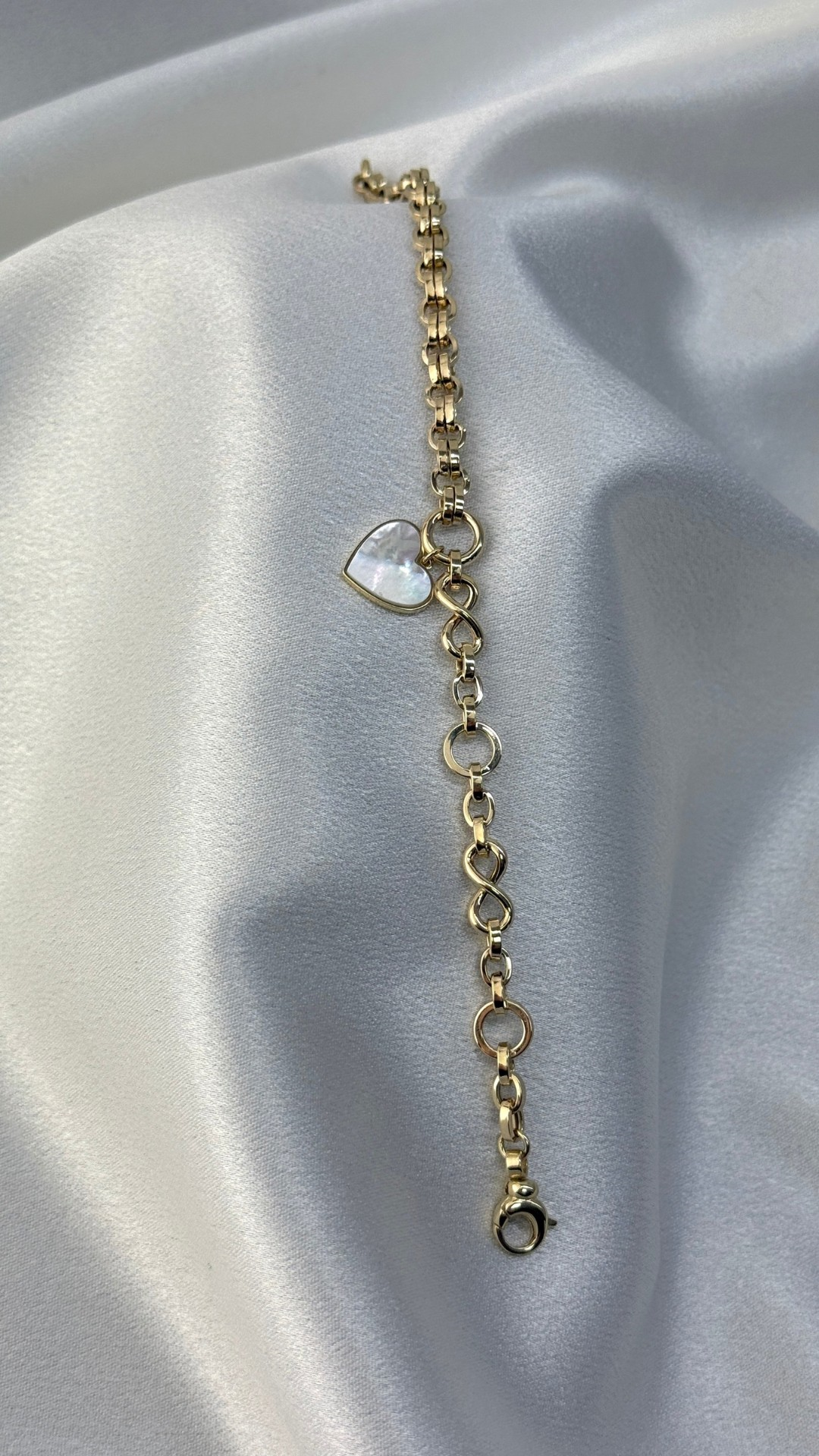 14 Ayar Sedefli Kalp Sallantılı Bileklik