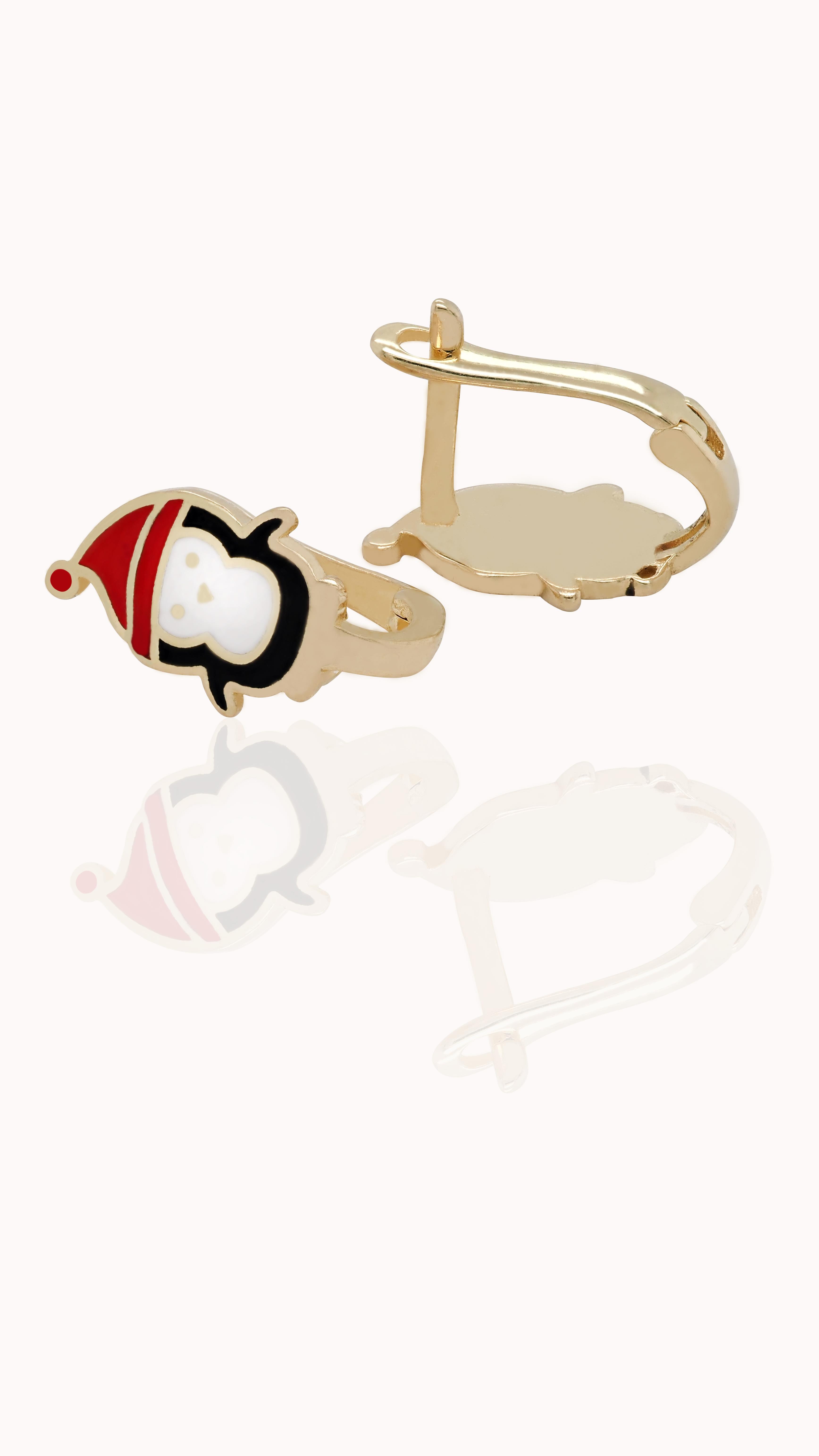 Altın Çocuk Küpesi Penguen Figürlü