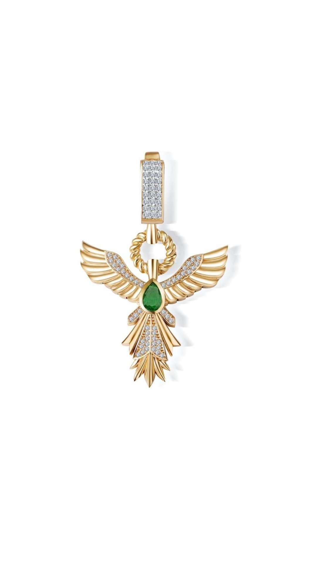 Anka Kuşu Zümrüt Taşlı Charm