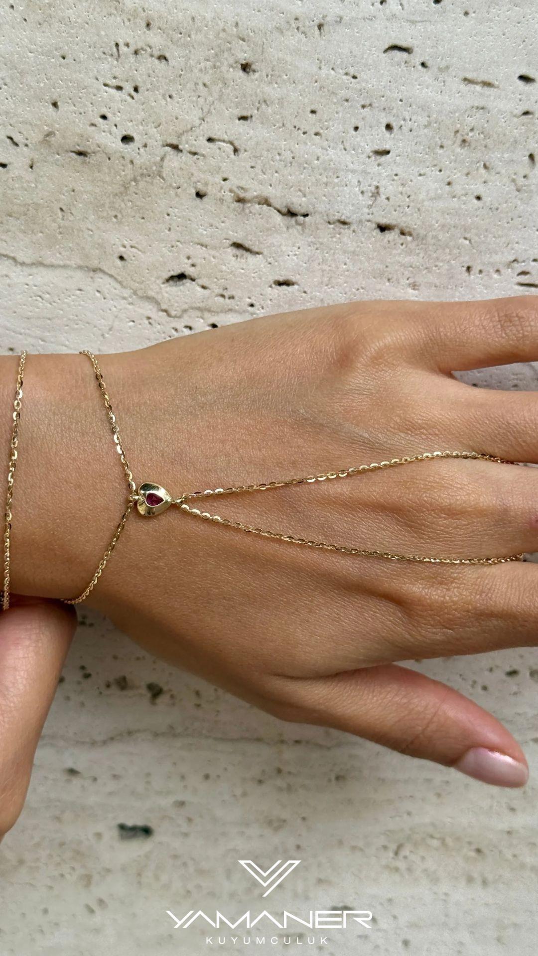 Cetaş Renkli Taşlı Kalp Şahmeran