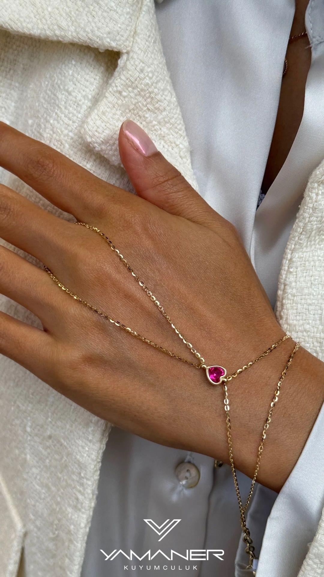 Cetaş Renkli Taşlı Kalp Şahmeran