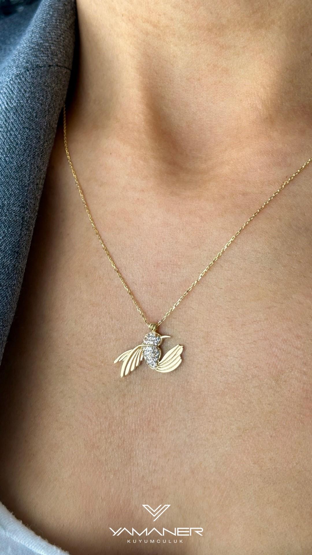 Dorika Toplu Kuş Figürlü Kolye