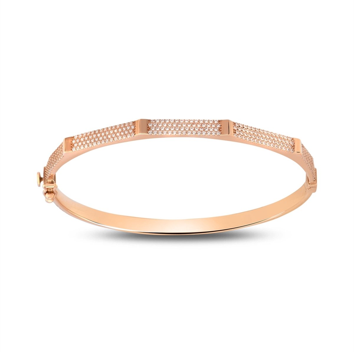 Taşlı Rose Renk Kelepçe Bilezik