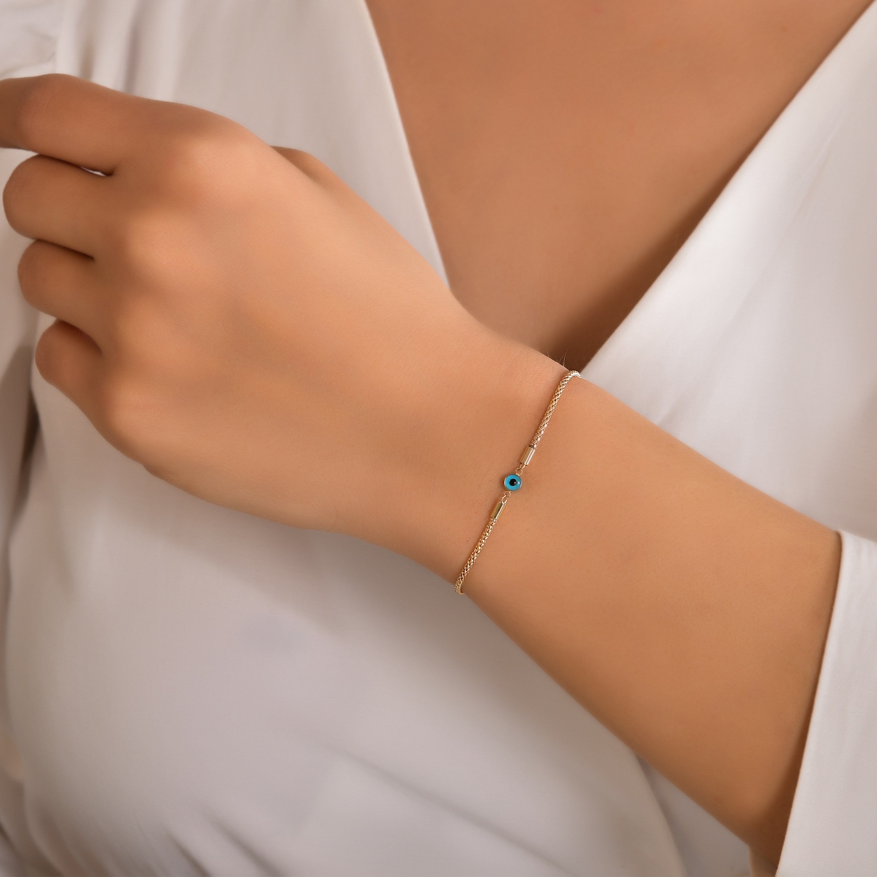 Göz Boncuklu Hasır Bileklik