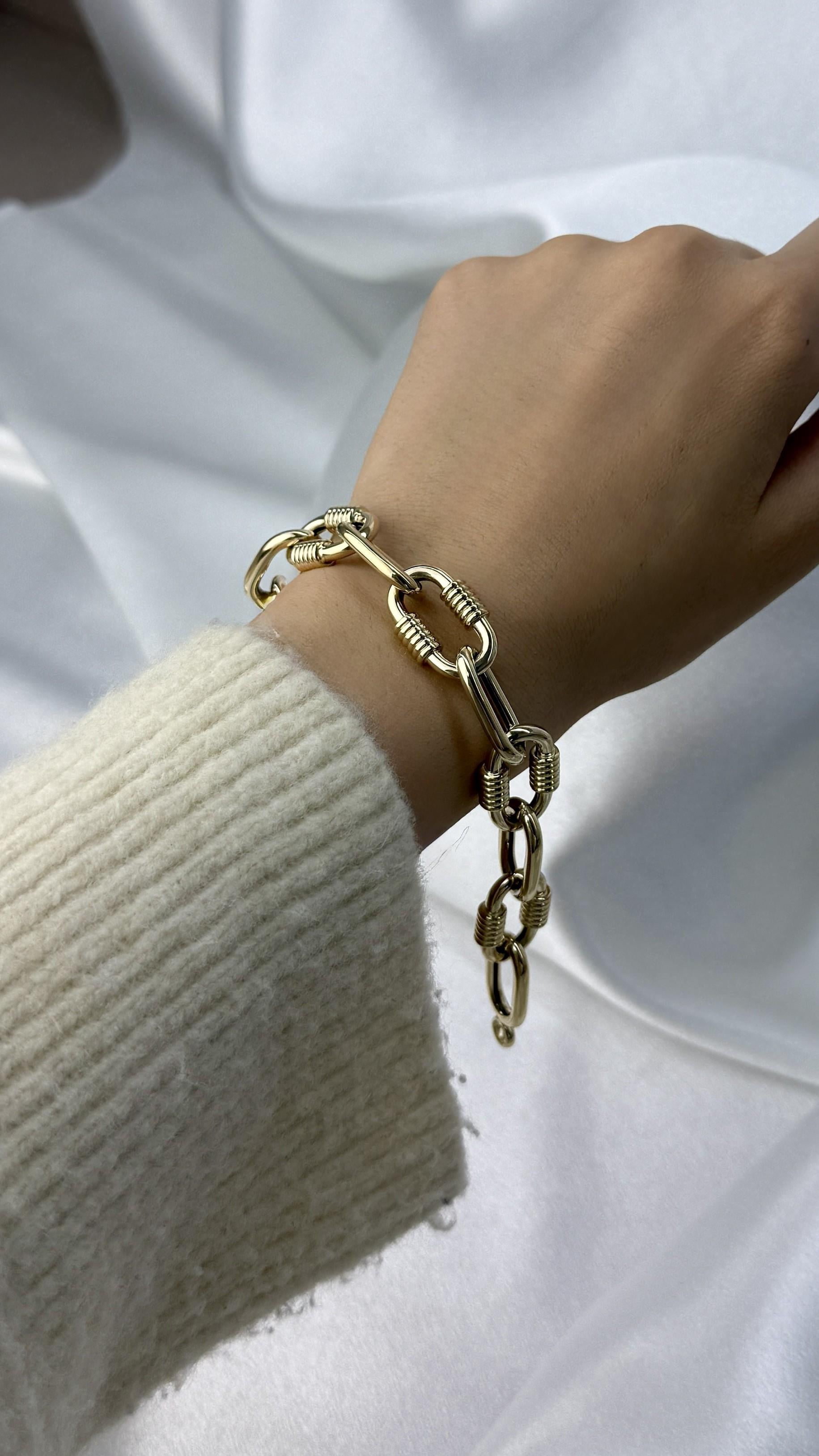 Kalın İşlemeli Ataç Altın Bileklik