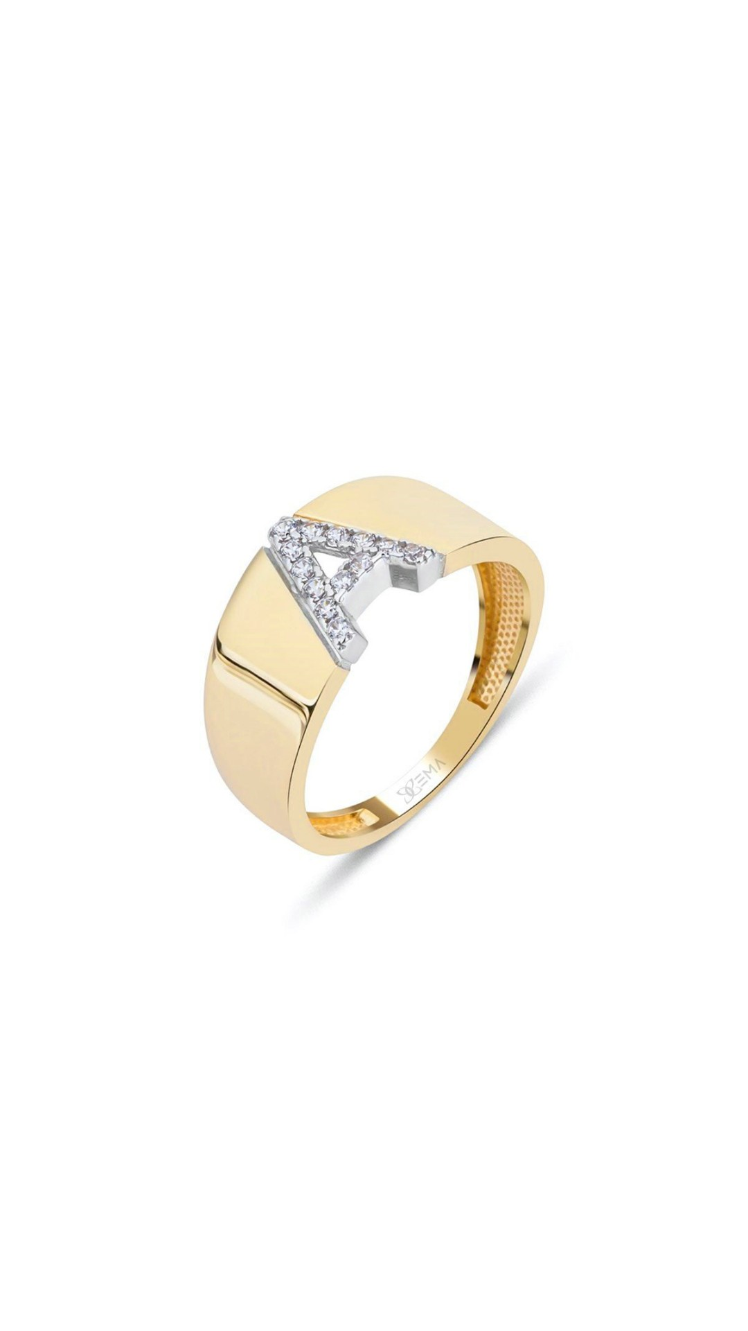 Kristal Taşlı A Harf Yüzük