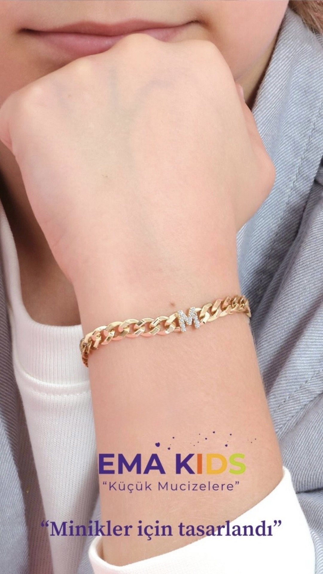 M Harfli Çocuk Gurmet Bileklik