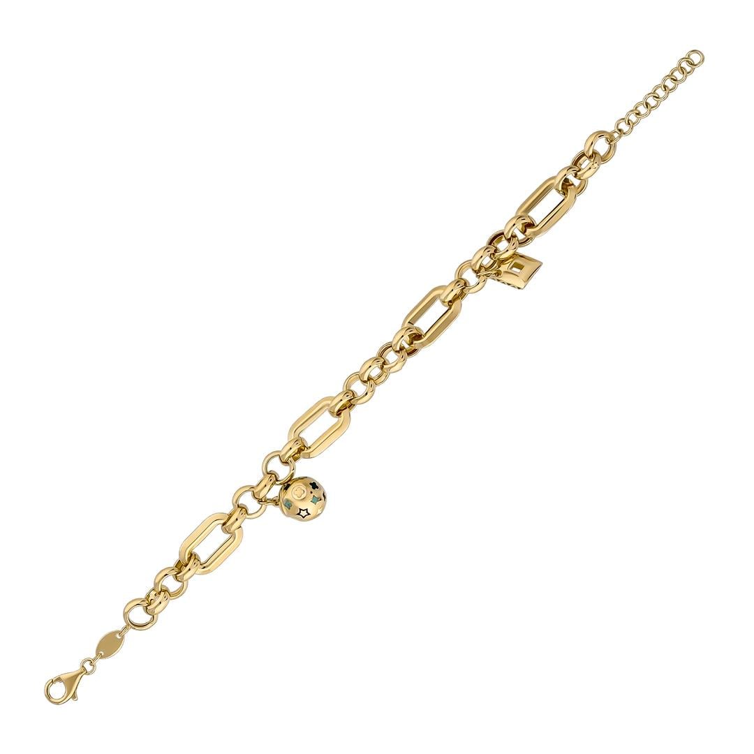 Mineli Top Detaylı Halka Bileklik