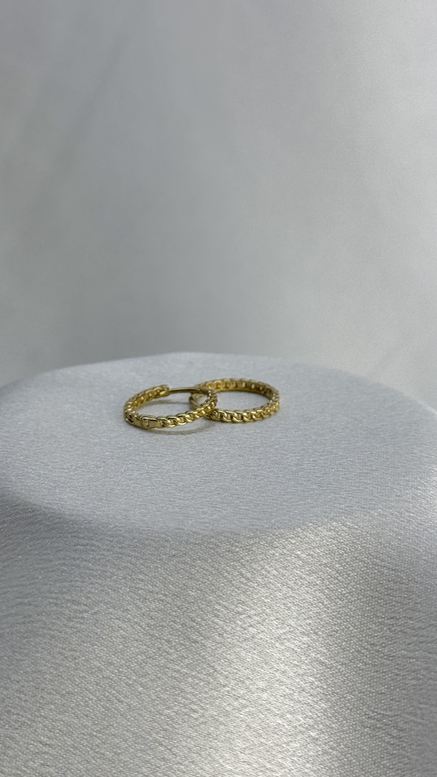 Örgü Model Halka Altın Küpe 