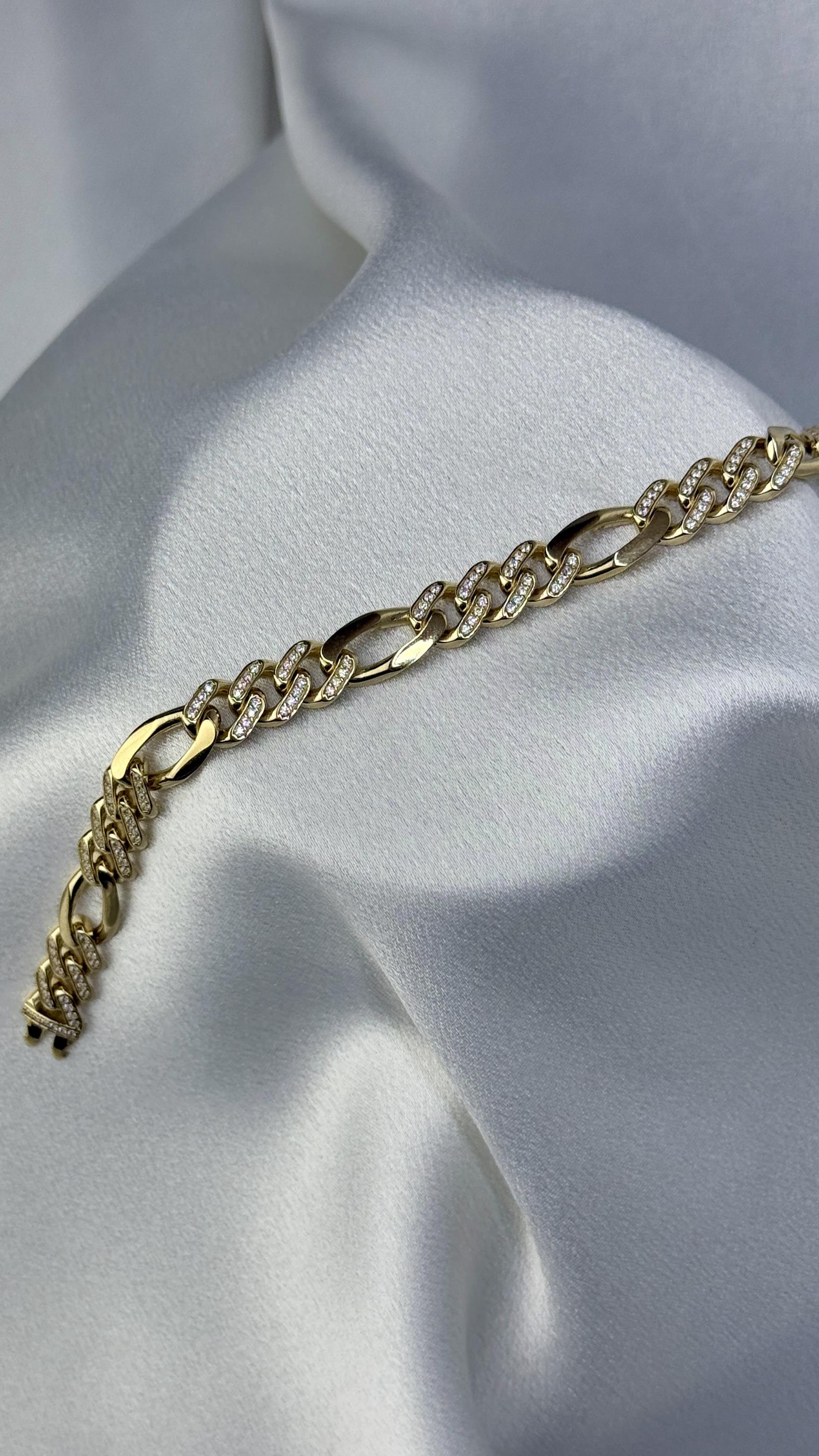 Taşlı ZigZag Model Altın Bileklik