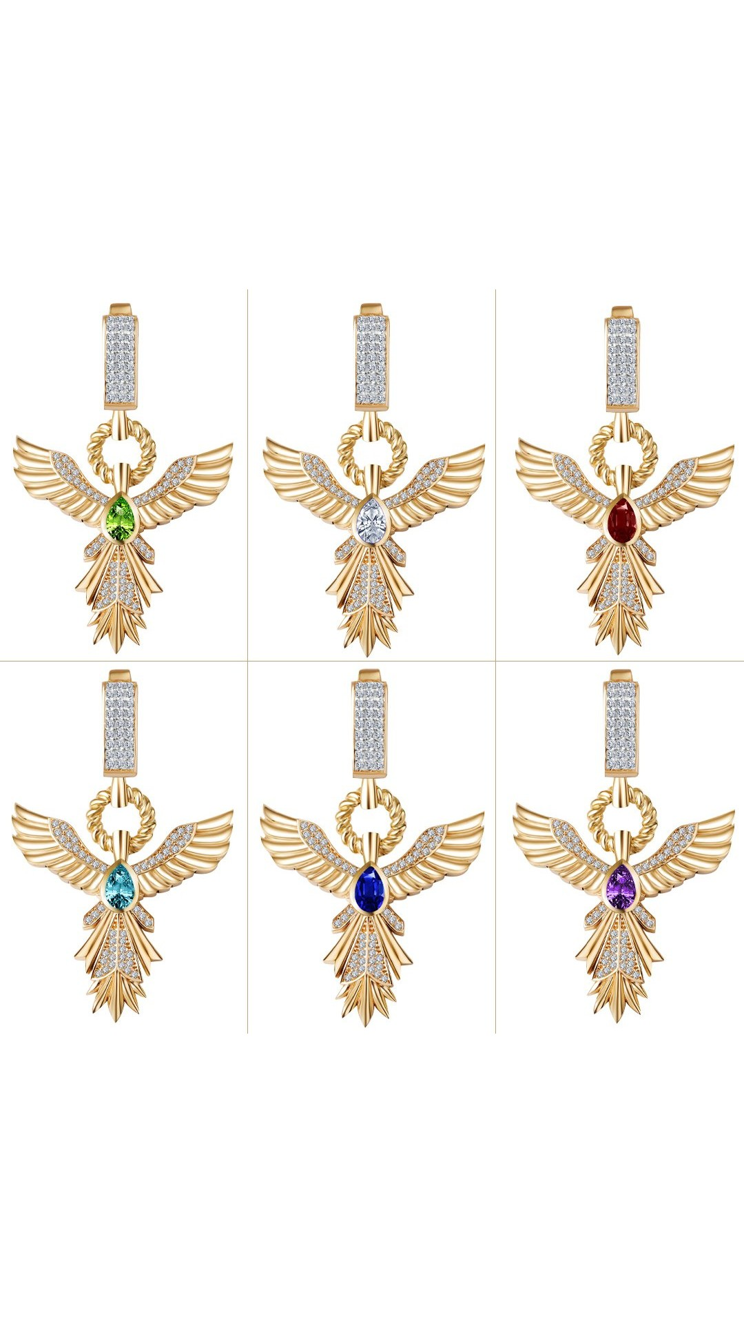 Zümrüt Taşlı Anka Kuşu Charm