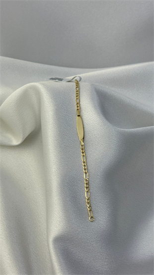 14 Ayar Unisex Plakalı Çocuk Bilekliği