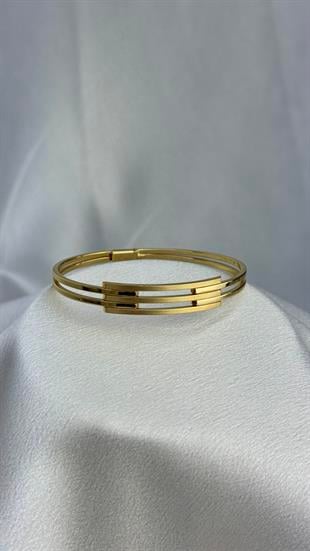 3 Sıra Kaburga Kelepçe Altın Bilezik