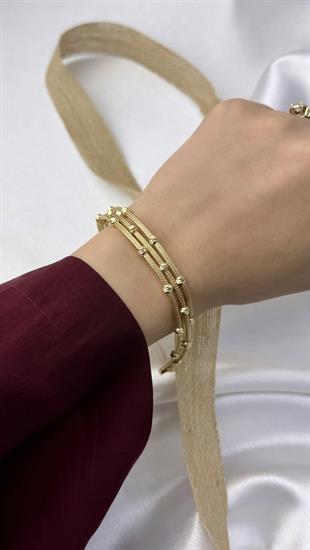 3 Sıralı Dorika Toplu Altın Bileklik
