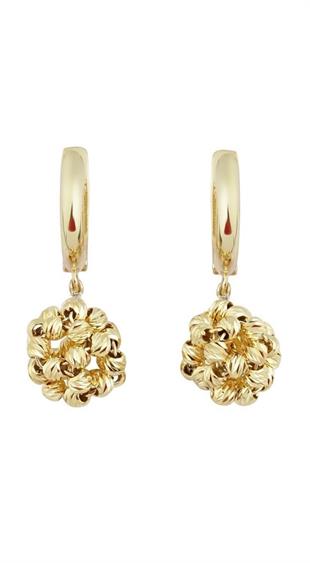 Altın Örme Gold Renkli Toplu Küpe 