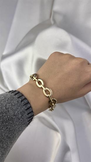 Aynalı Halka Model Altın Bileklik