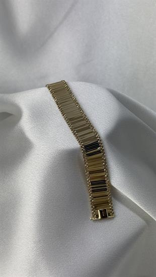 Aynalı Hasır Altın Bileklik