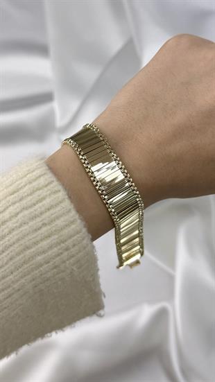 Aynalı Hasır Altın Bileklik