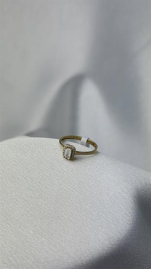Baget Kesim Zirkon Taşlı Altın Çıtır Yüzük